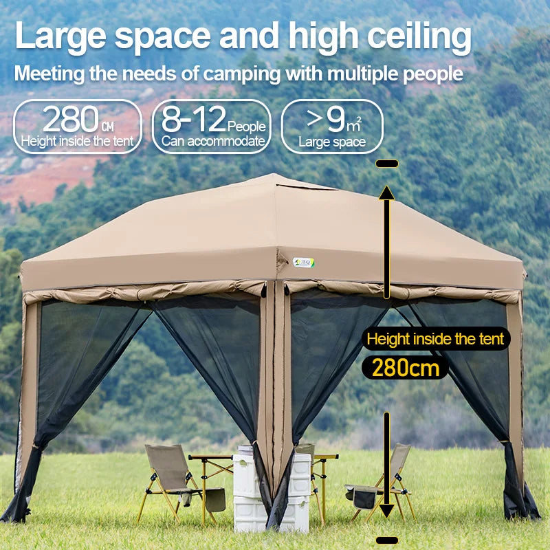 10x10 ft Pop Up Canopy Tent with 4 Sidewalls | Outdoor Instant Gazebo Event Shelter with Air Vent Top